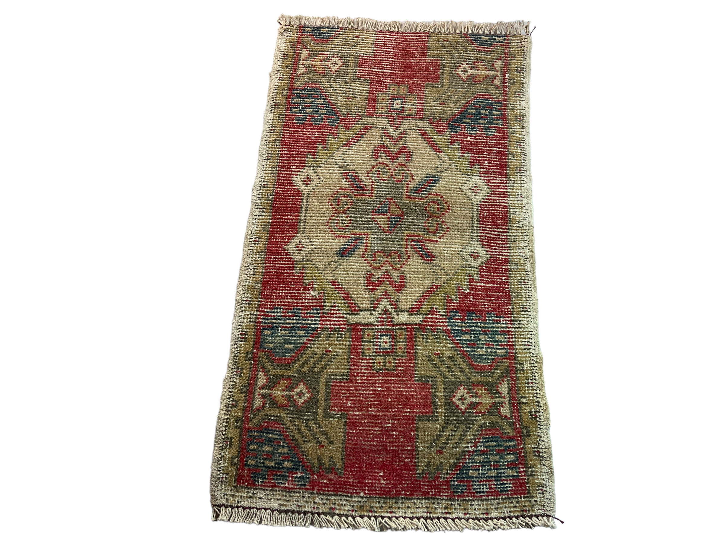 Vintage turkish pastel mini rug 93 x 52 cm