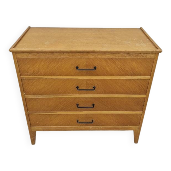 Commode vintage pieds compas 4 tiroirs 1950s