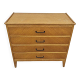 Vintage chest of drawers with compass feet and 4 drawers, 1950s