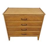 Commode vintage pieds compas 4 tiroirs 1950s