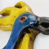 Vintage Ceramic plaquette of a colorful Rooster signed A. Dandoy, Belgium 1