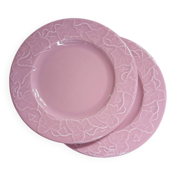 2 assiettes à dessert style barbotine