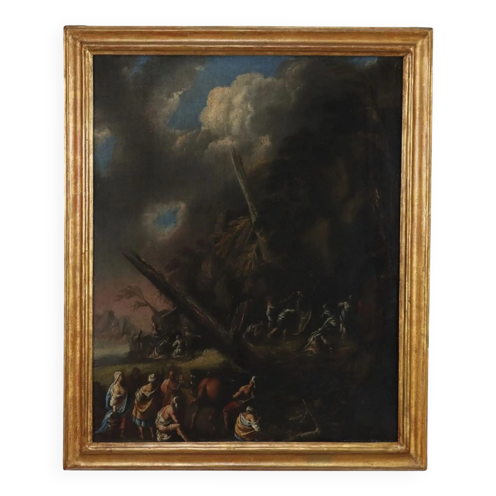Ancient painting on a religious subject, miracle of Moses, 17th-18th century.