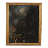Ancient painting on a religious subject, miracle of Moses, 17th-18th century.