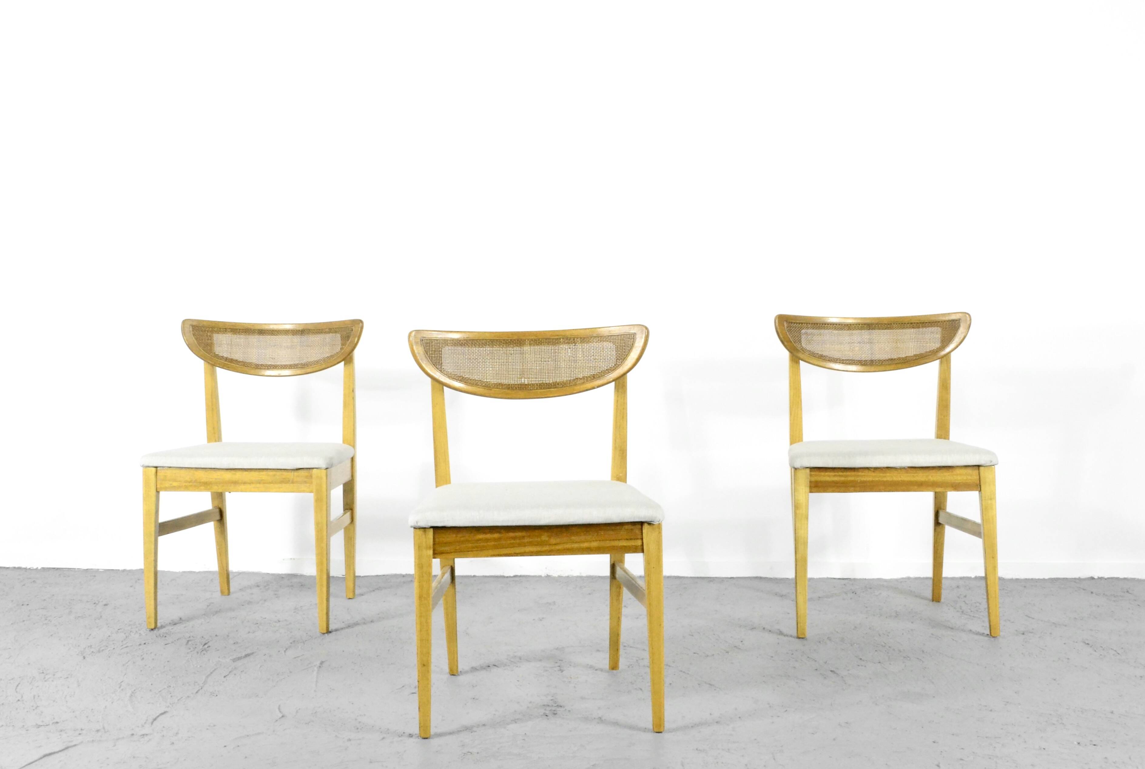 Very Rare Set Of 4 Vintage Midcentury Teak And Cane Bergere Chairs