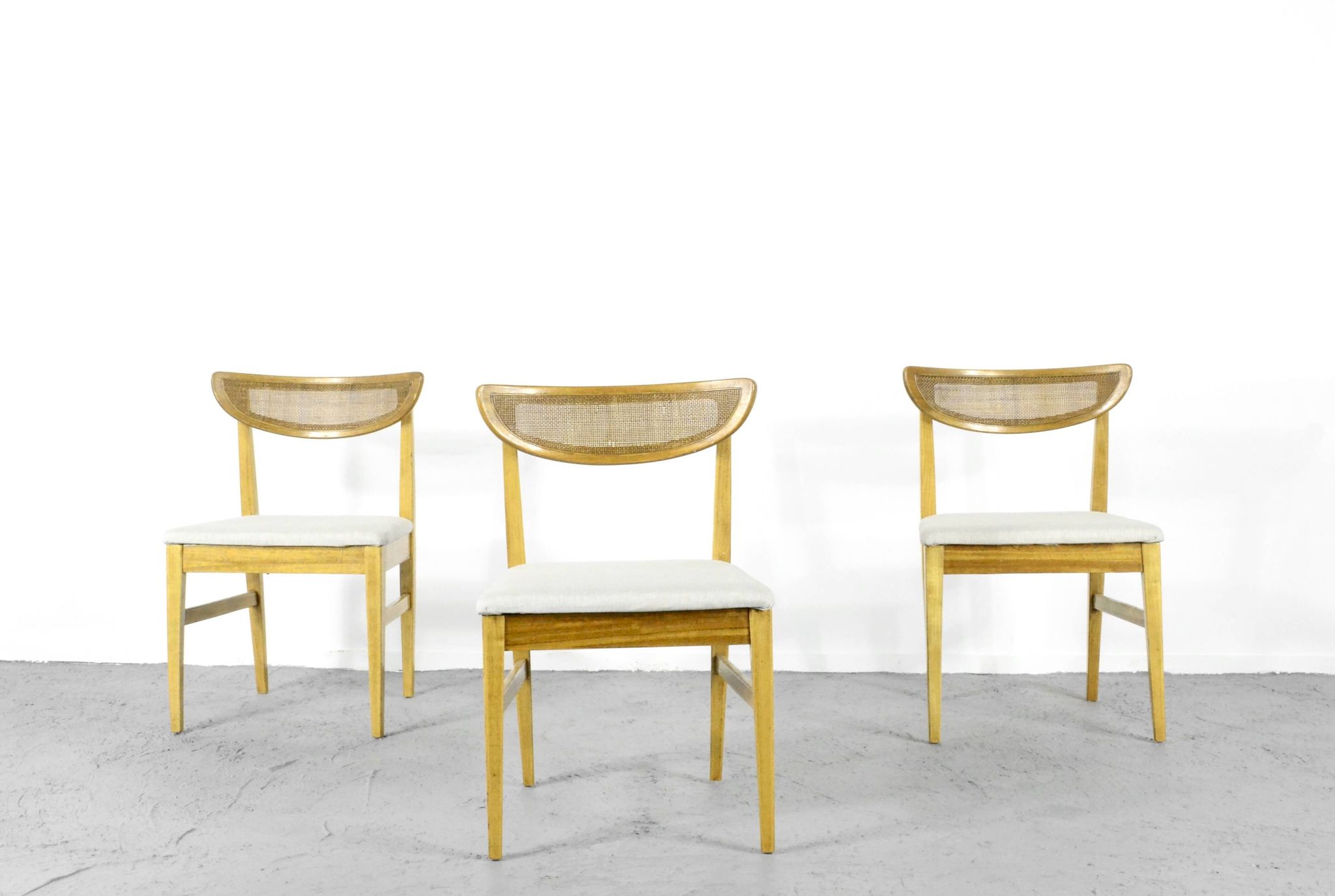 Very Rare Set Of 4 Vintage Midcentury Teak And Cane Bergere Chairs