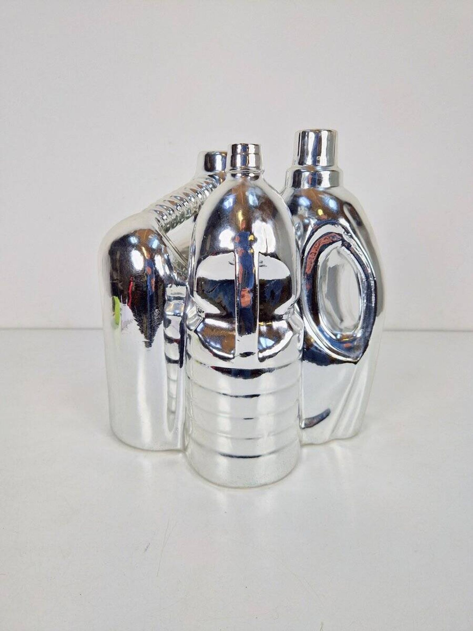 Silver Ceramic Vases and Cleaning Bottles from Pols Potten, 1990s, Set of 3