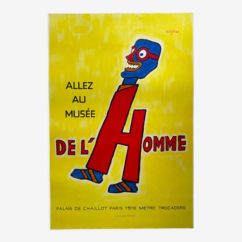 Affiche originale "Allez au Musée de l'Homme" Savignac 49x69cm 1981