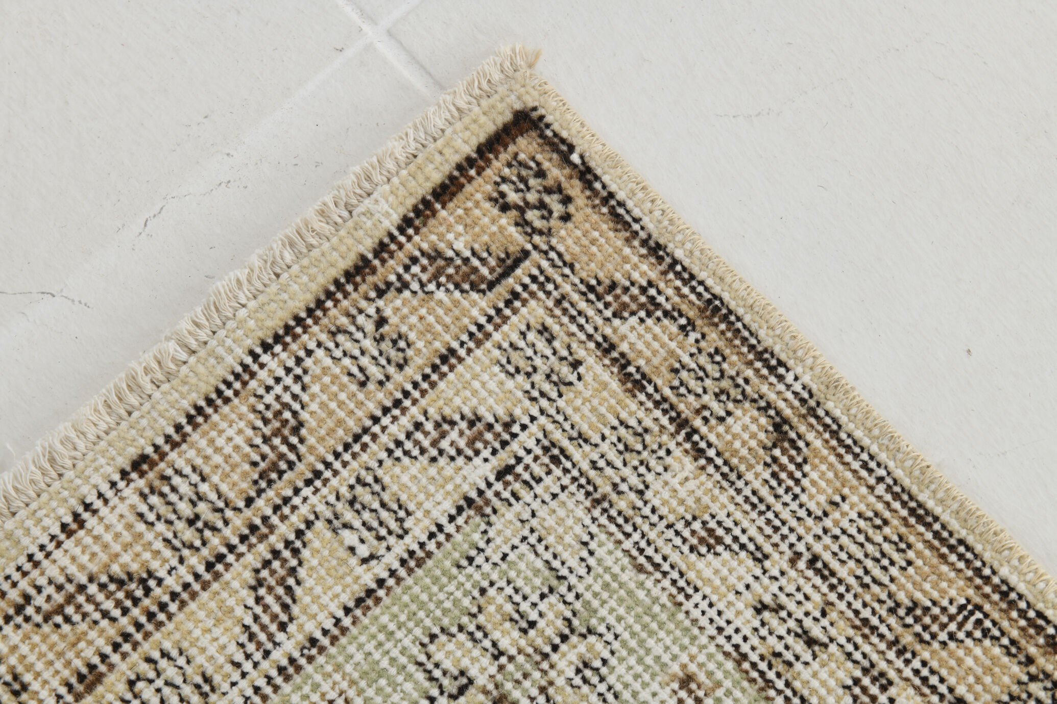 5x9 faded beige wool handknotted oushak rug, 276x166cm