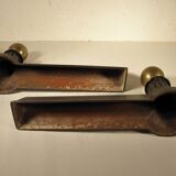 Pair of cast iron and brass chenets