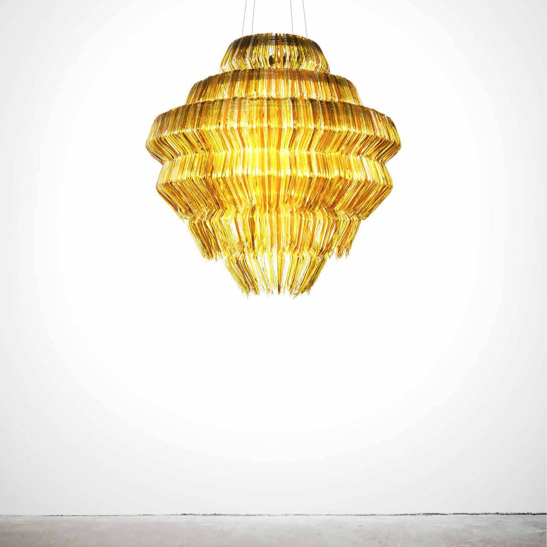 Gold Resin Chandelier Mod Brilli G by Jacopo Foggini