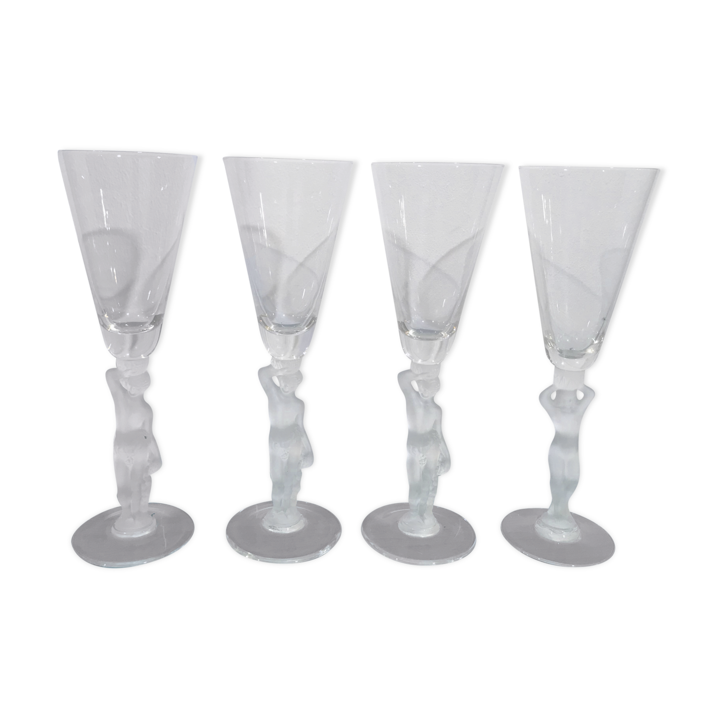 4 flûtes à champagne en cristal venus bacchus Selency