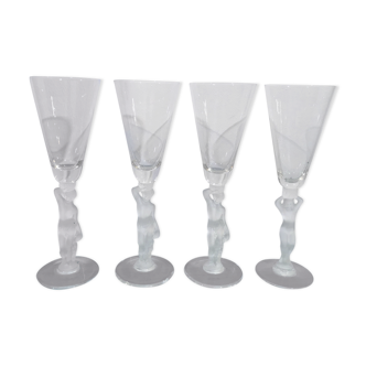 4 crystal champagne flutes from bacchus