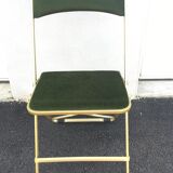Lot of 4 golden folding chairs green velvet