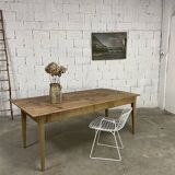Oak farm table with folding side 1900s