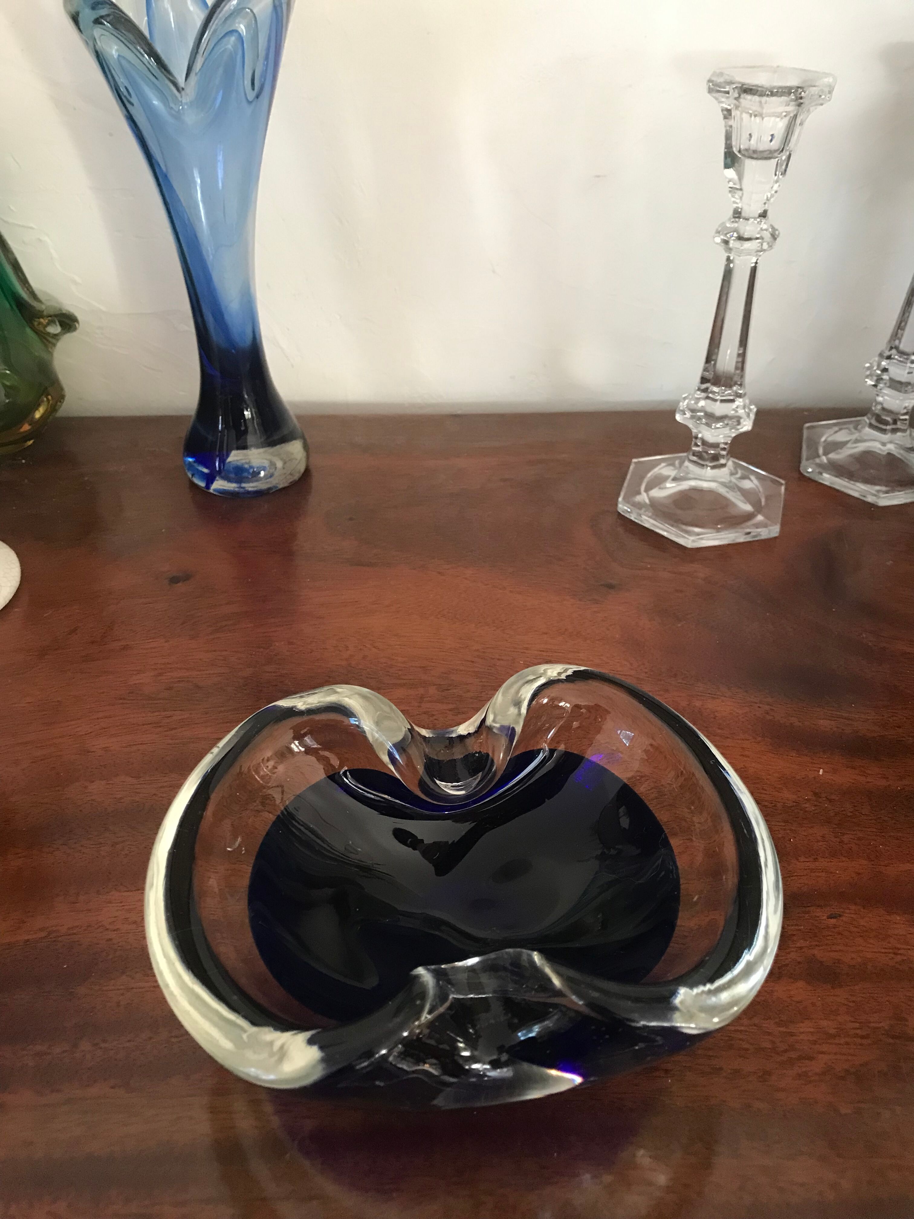Sommerso ashtray in Murano glass circa 1960