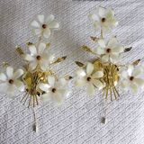 Two Eglo wall lights with vintage Murano flowers 70/80