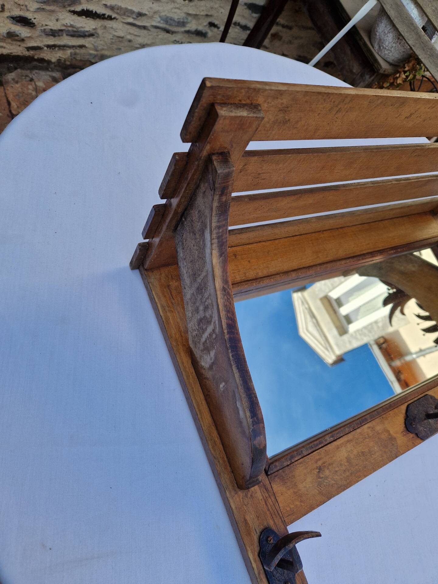 Ancien Miroir D'entrée Avec Ses Patères