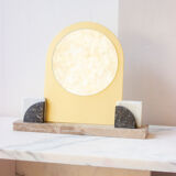 Mirror on base in brass and marble 3 colors