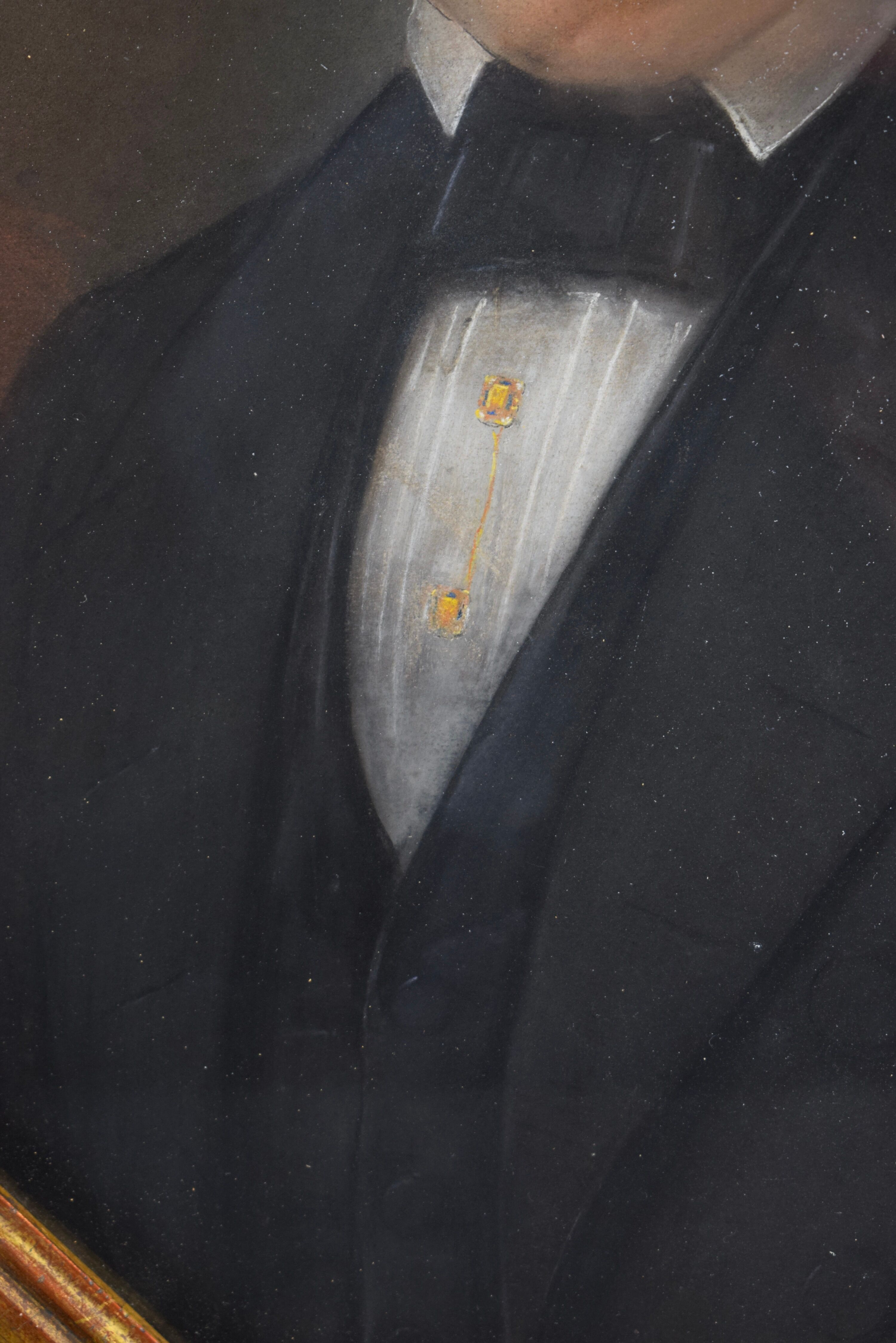 Pastel portrait of man signed Theophile Emmanuel Duverger 1861