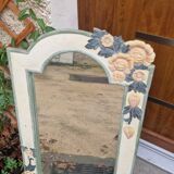 Shabby chic mirror with carved wooden flowers