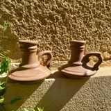 Vintage stoneware candle holders