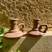 Vintage stoneware candle holders