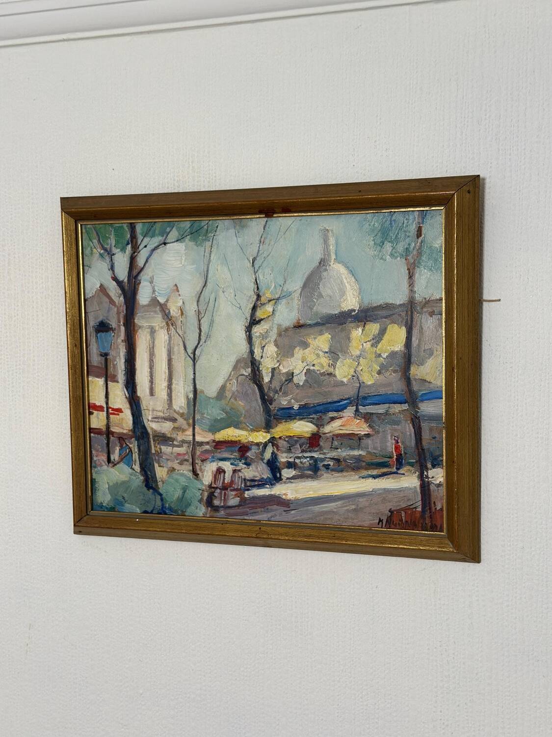 Mid Century Swedish Oil on Panel – “Lakerstationen” by L. Knut Norman