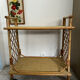 Rolling side table, serving cart, vintage rattan and wicker 60.