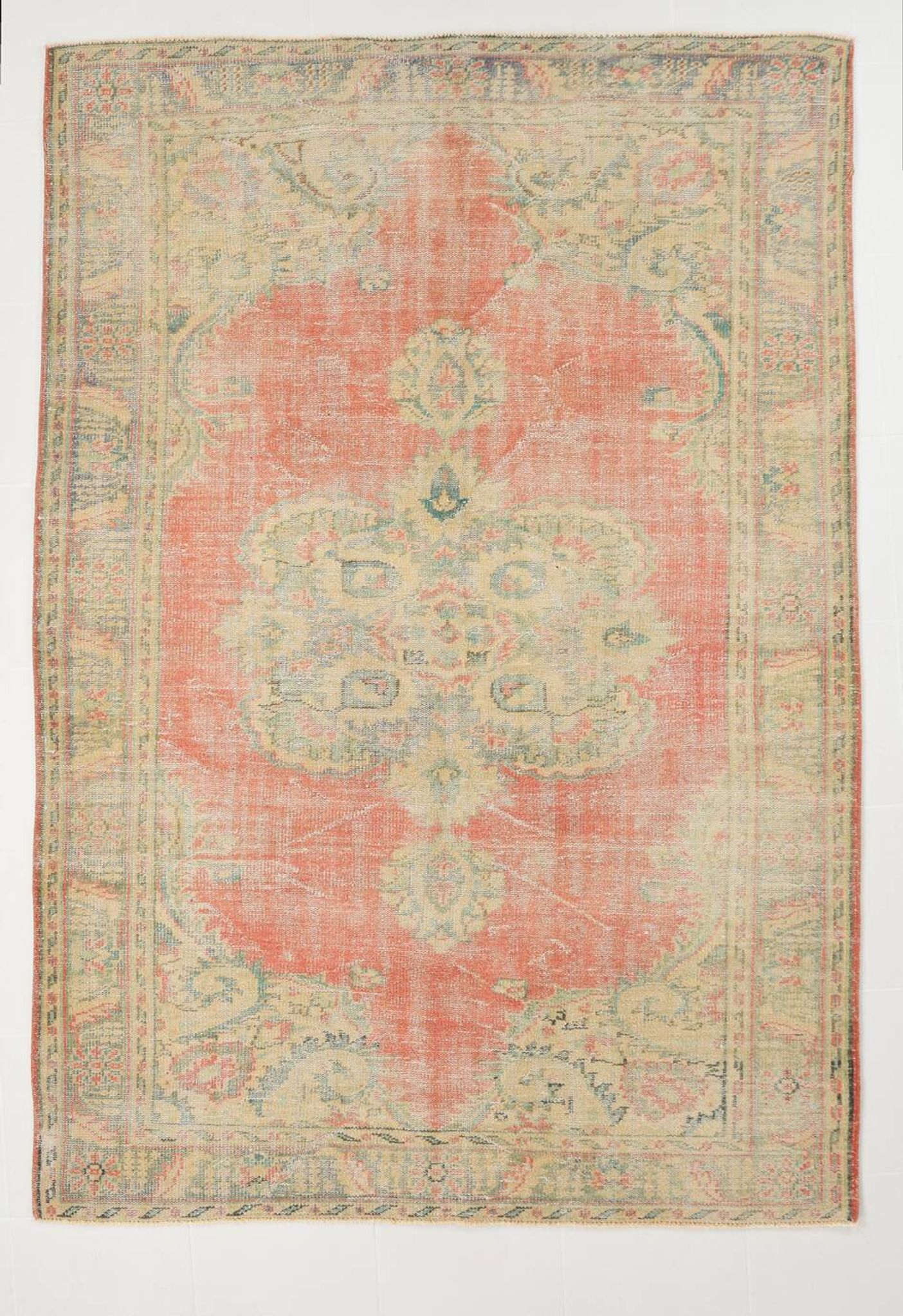 6x8 Peach Red & Yellow Vintage Rug,  181x260Cm