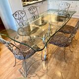 Table en fer forgé , 4 chaises et 2 fauteuils, Italie