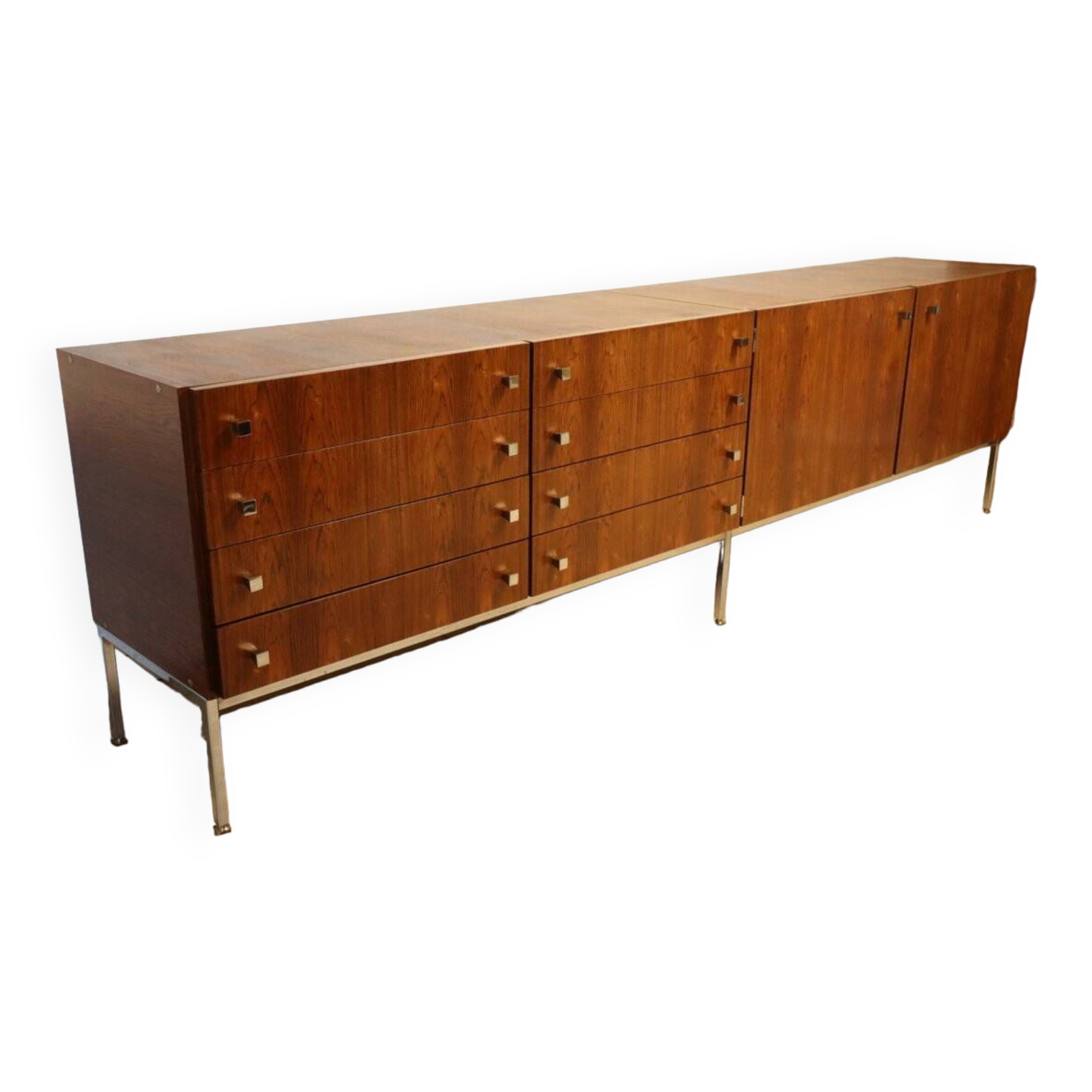 Vintage sideboard by Luigi Bartolini in rosewood and chrome metal, 1960
