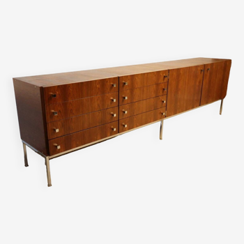 Vintage sideboard by Luigi Bartolini in rosewood and chrome metal, 1960