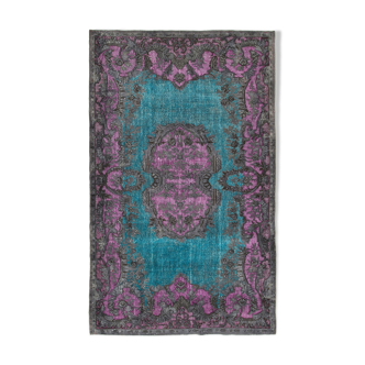 Tapis fait à la main antique turc des années 1980 194 cm x 315 cm tapis fuchsia