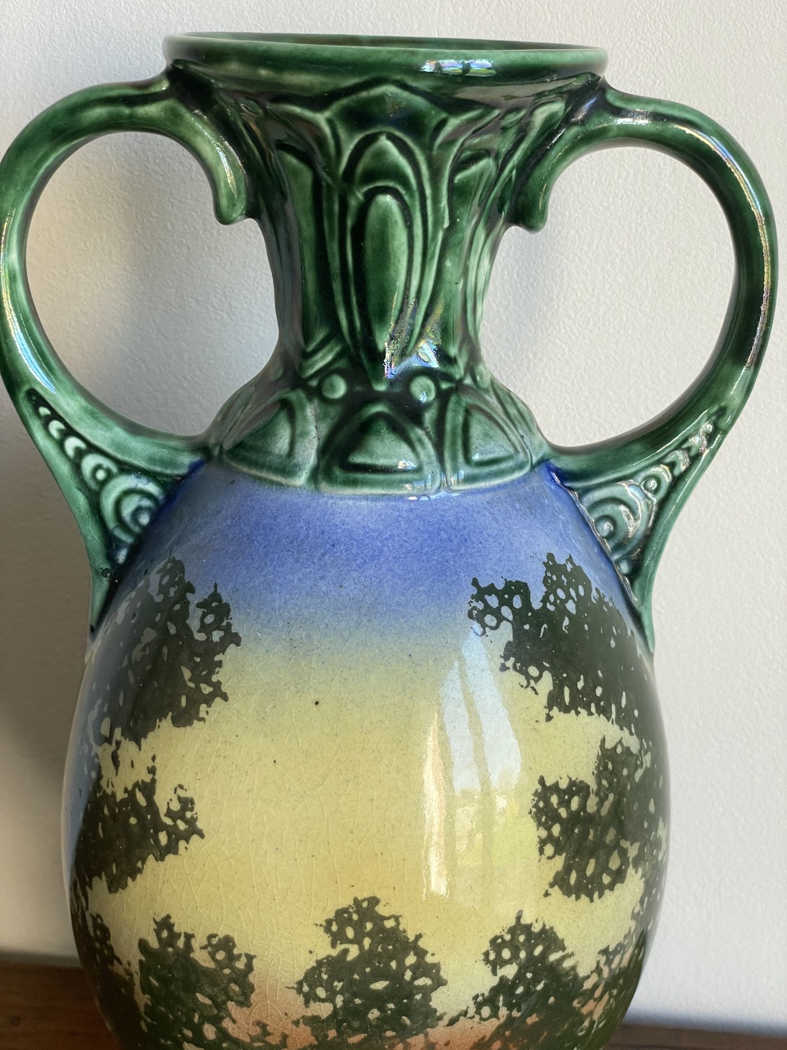 Vase Gustave bihl Tchécoslovaquie avec 2 anses art nouveau
