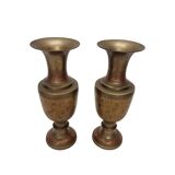 Paire de vases vintage en laiton peint, années 1970