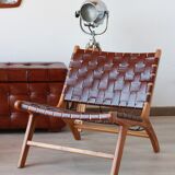 Pair of Teak & Leather heaters - model "Los Angeles" - Olivier de Schrijver
