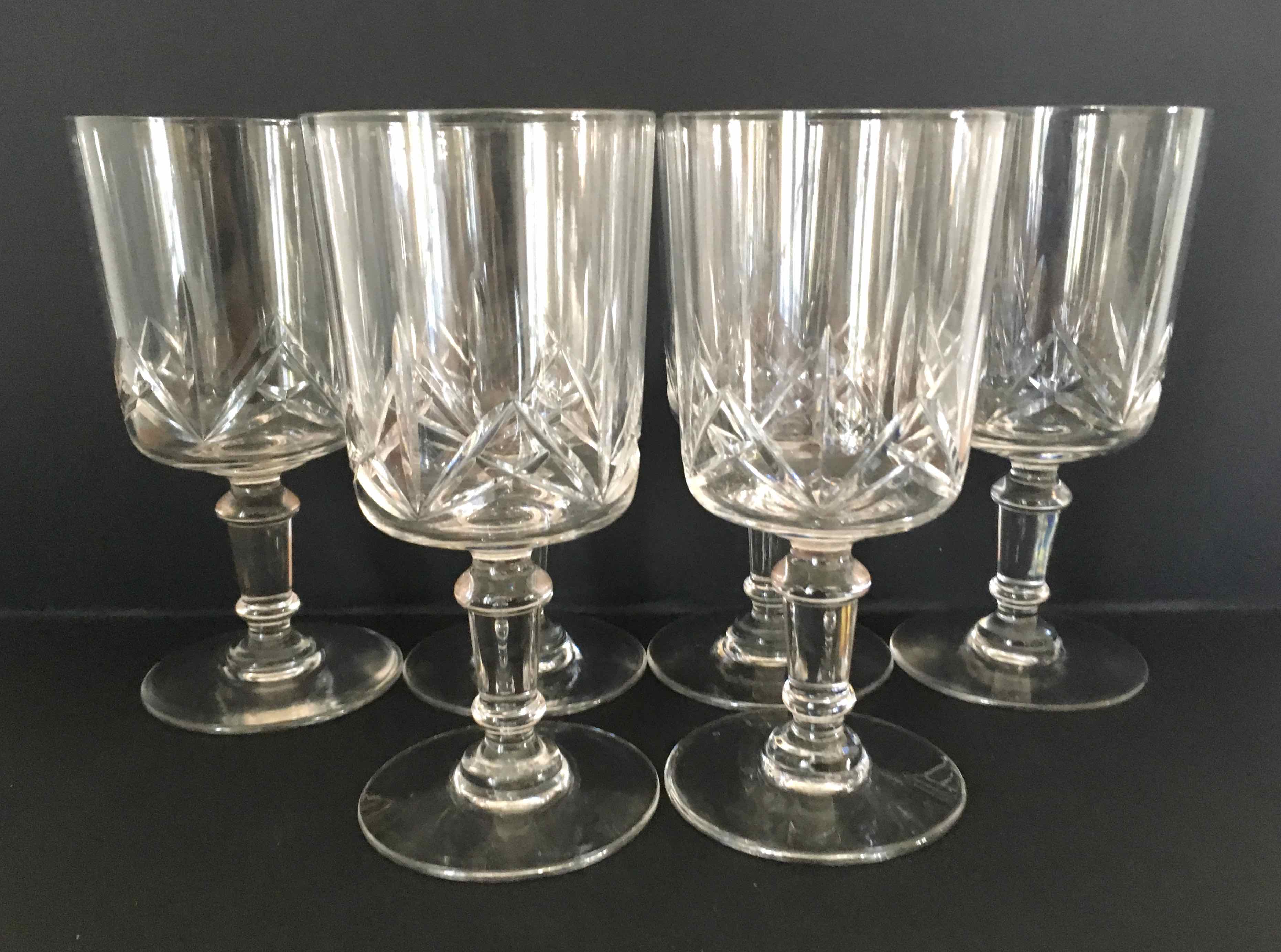 Set 6 cut crystal wine glasses