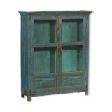Showcase Library Patina Blue Piece of Origin Wood Old Teak 102x30x122cm