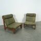 Fauteuil en cuir vert et bois de chêne