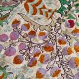 Antique hand embroidered silk suzani bedspread