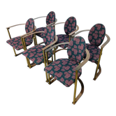 Ensemble de 6 fauteuils Belgo Chrome en laiton et cuivre