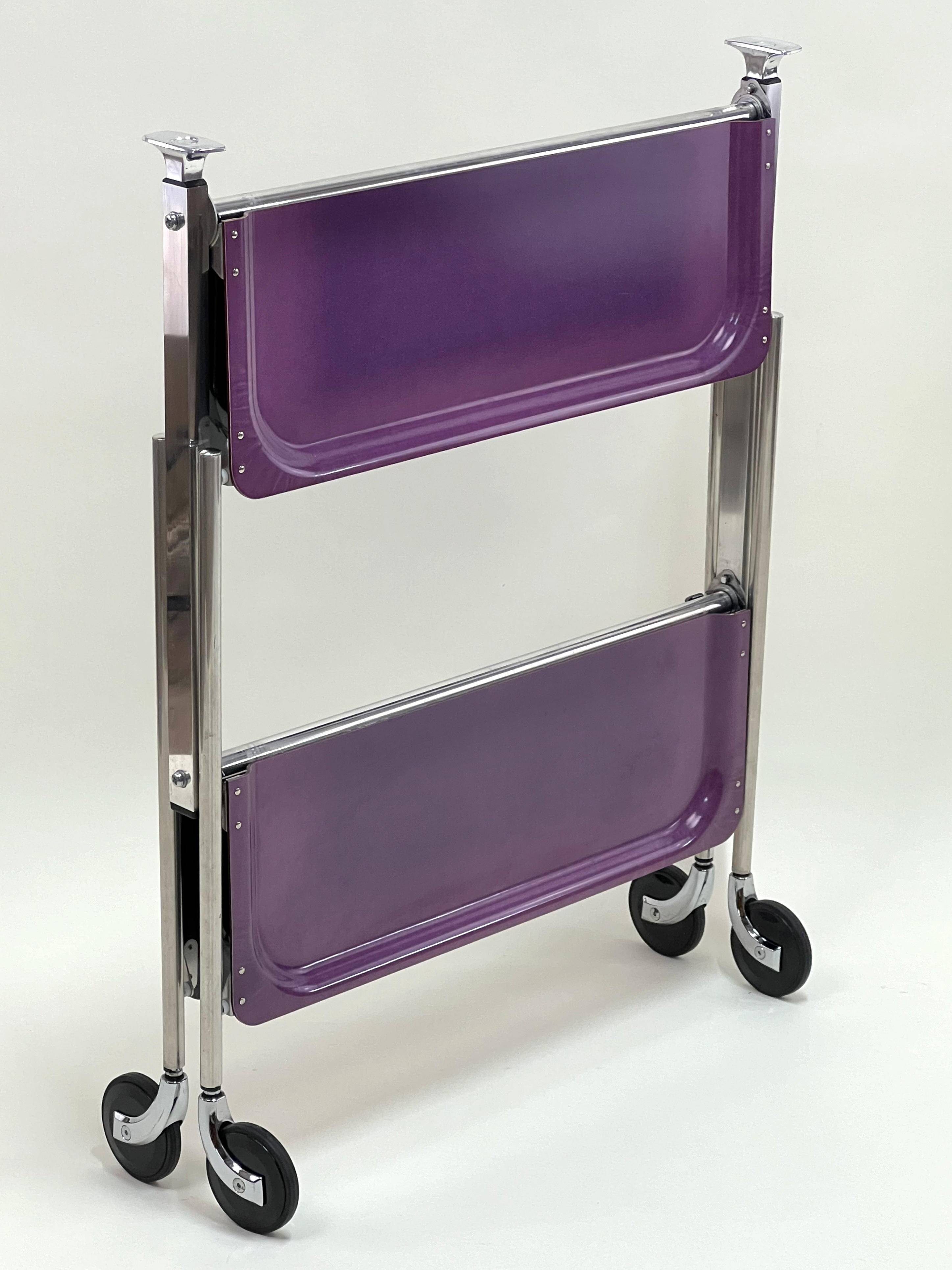 Rolling folding table bar laminate color violet - textable platex