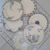 6 old flat plates mismatched iron earth