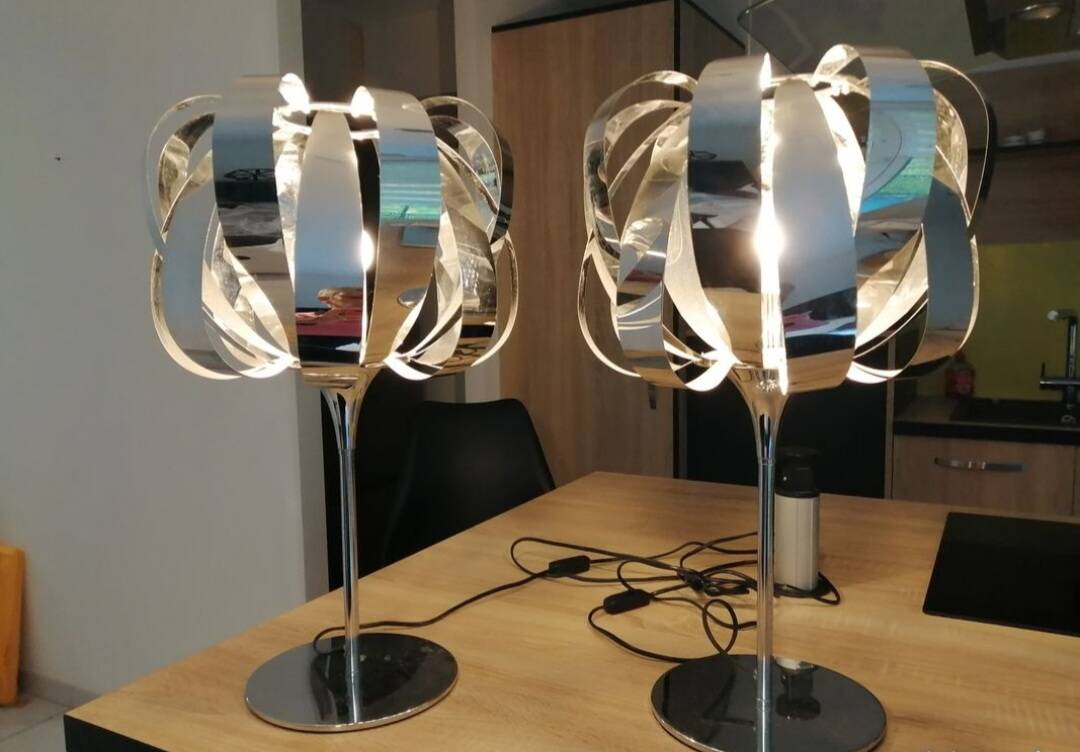 Pair of chrome lamps
