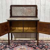 English toilet furniture in mahogany and marble from the early 20th century.