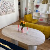 Olya oblong dining table 150x90 in natural travertine