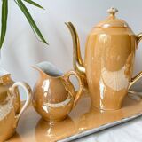 Vintage Czecho-Slovakia Victoria China Iridescent Peach Lustre Tea Set 1950s