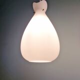 Set of 3 Scandinavian pendant lights in white satin glass, 1960s