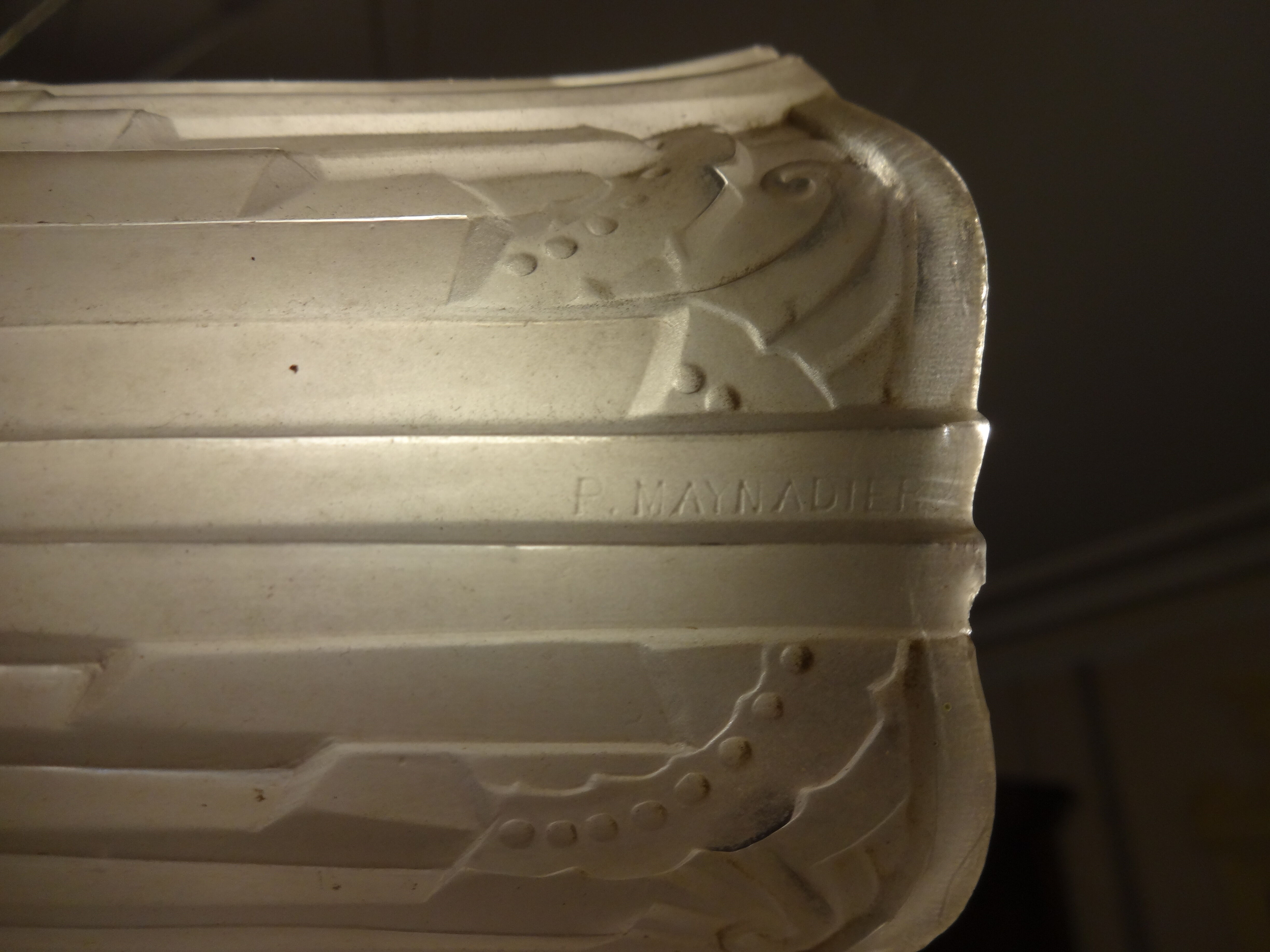 Pair of wall light era Art deco wrought iron & glass Maynadier